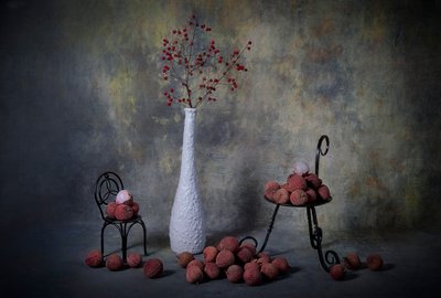 Lychees and Berries Still Life by Lydia Jacobs