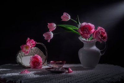 Moody Pink Tulips by Lydia Jacobs