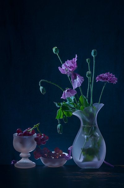 Moody Poppies And Fruit by Lydia Jacobs