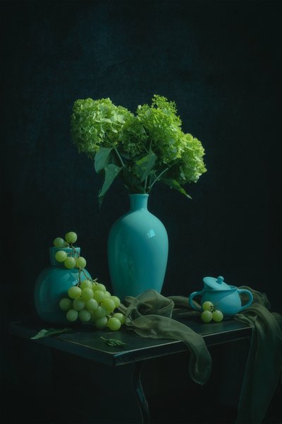 Moody Teal Still Life by Lydia Jacobs
