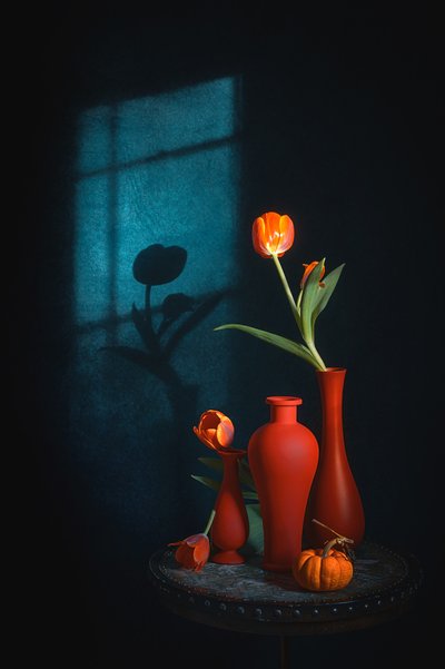 Moody Tulips Still Life by Lydia Jacobs