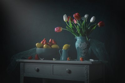 Moody Tulips and Lemons by Lydia Jacobs