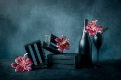 Moody Wine and Lilies by Lydia Jacobs