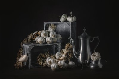 Rustic Garlic Still Life by Lydia Jacobs