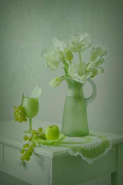 Soft Green Still Life by Lydia Jacobs