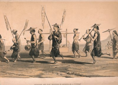 Musicians and Flag Bearers in Advance of a Funeral by M and N Hanhart