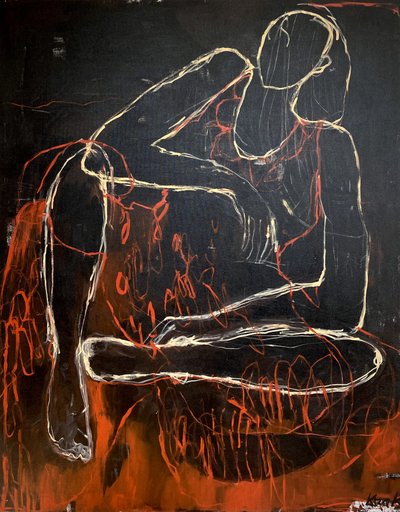 Contemplative Figure Outline by Magdalena  Krzak