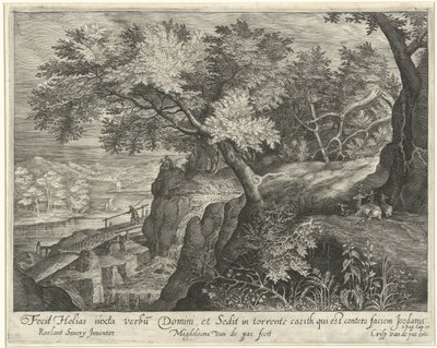 Elijah Resting on a Rock by the Brook Kerith by Magdalena van de Passe