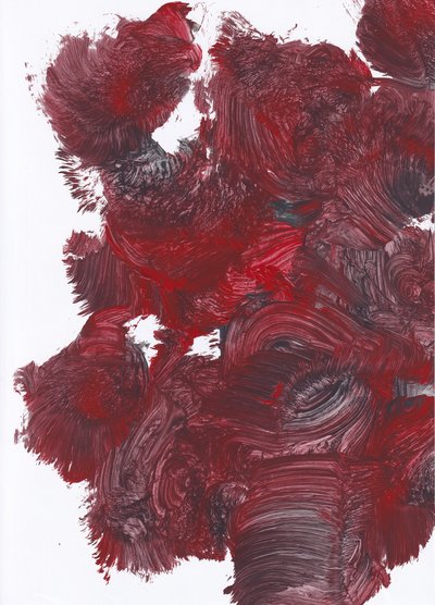 Deep Red Textured Abstract by Maira Ribena