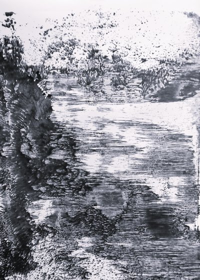 Monochrome River Reflection by Maira Ribena