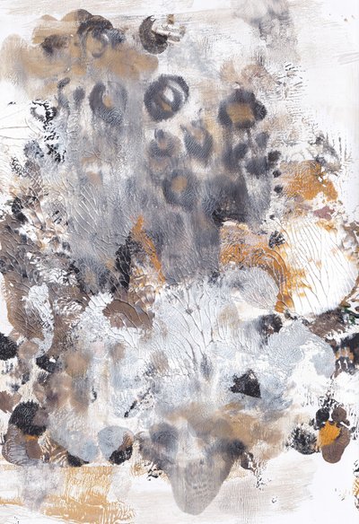Textured Gold Grey Abstract by Maira Ribena