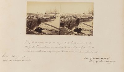 Stereoscopic View from the Inner Side of the Reef of Pernambuco Directly in Front of the City Showing Blocks that Have Collapsed by Marc Ferrez