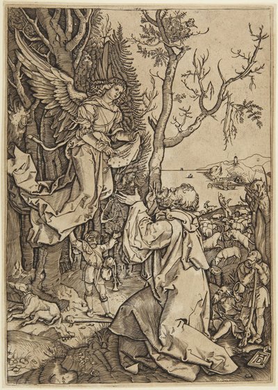Angel Appearing to Joachim, plate 2 from the Life of the Virgin by Marcantonio Raimondi