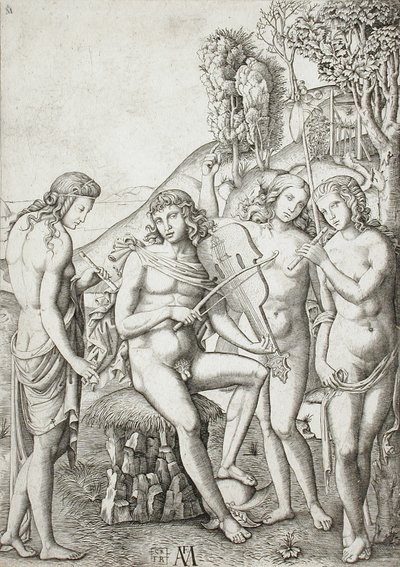 Apollo Teaching Music to the Graces by Marcantonio Raimondi