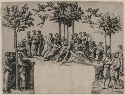 Apollo on Parnassus, c. 1517-1520 by Marcantonio Raimondi