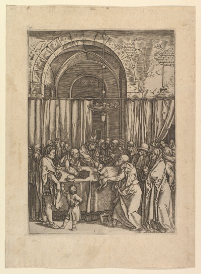 High Priest Refusing Sacrificial Lamb from Joachim, after Dürer by Marcantonio Raimondi