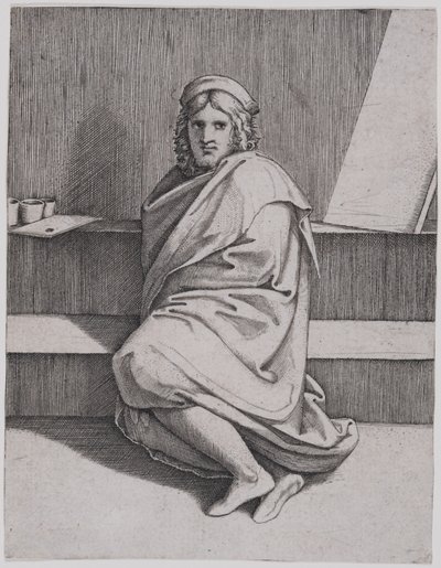 Portrait of Raphael, Seated by Marcantonio Raimondi