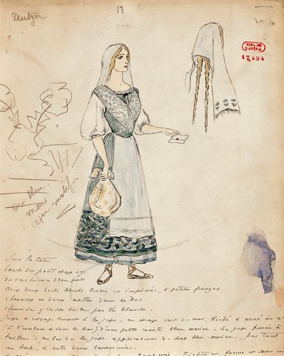 Sketch of Costume for Michaela for Carmen by Georges Bizet by Marcel Multzer