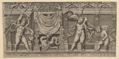 Speculum Romanae Magnificentiae: Bas-Relief with Three Cupids by Marco Dente