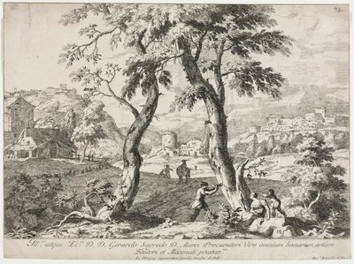 View of a Village with Figures in the Foreground by Marco Ricci