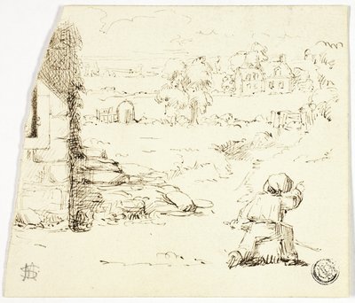Landscape with Boy in Foreground by Marcus Stone