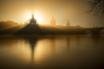 Golden Prague Morning Mist by Marek Kijevský