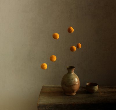 Modern Still Life Floating Spheres by Margaret Halaby