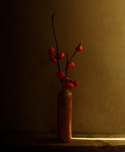 Red Berries Still Life by Margaret Halaby