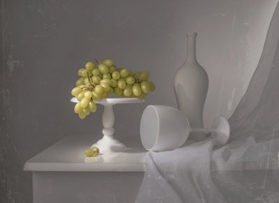 Elegant White Grapes Still Life by Margareth Perfoncio