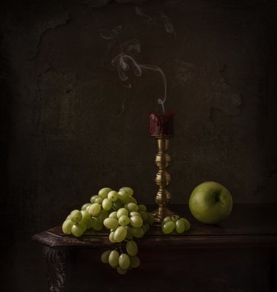 Moody Grapes and Candle by Margareth Perfoncio