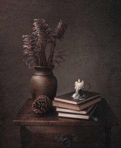 Rustic Candlelit Still Life by Margareth Perfoncio