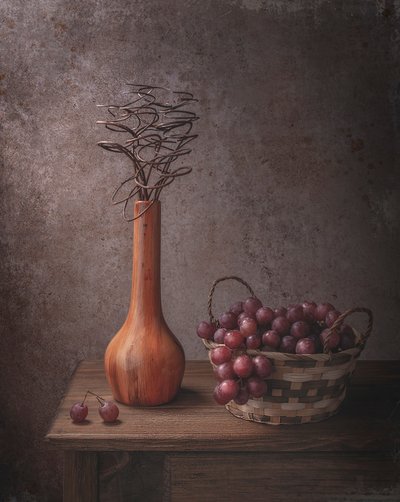 Rustic Grapes Still Life by Margareth Perfoncio