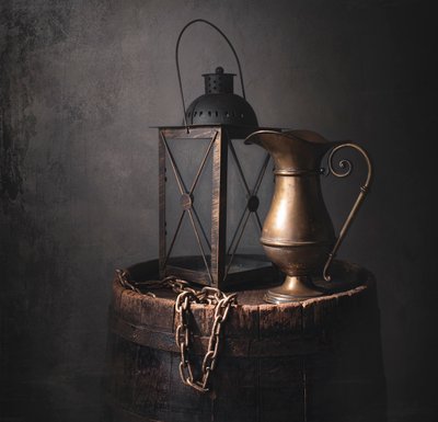 Rustic Lantern and Pitcher by Margareth Perfoncio