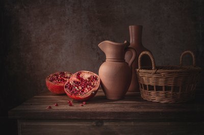 Rustic Pomegranate Still Life by Margareth Perfoncio