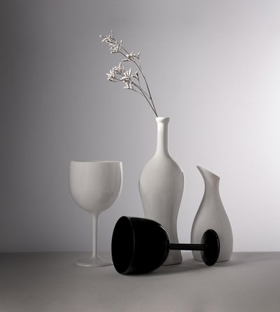 White Vases Black Glass by Margareth Perfoncio
