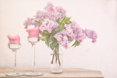 Lilac and Pink Candles by Marie-anne Stas
