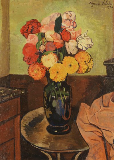 Vase of Flowers on a Round Table by Marie Clementine Valadon