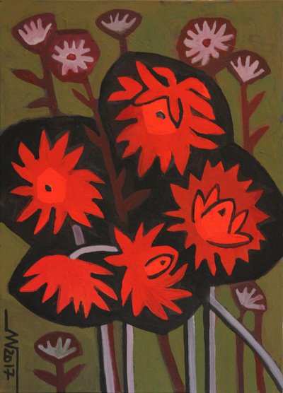 Red Abstract Flowers by Marina Gorkaeva