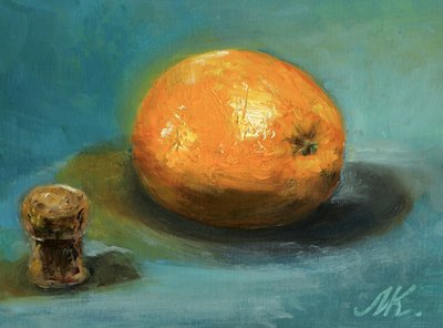 Orange and Cork Still Life by Marina Kozyr