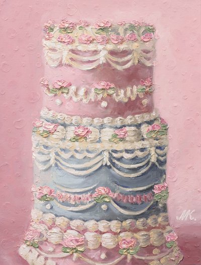 Pink and Blue Tiered Cake by Marina Kozyr
