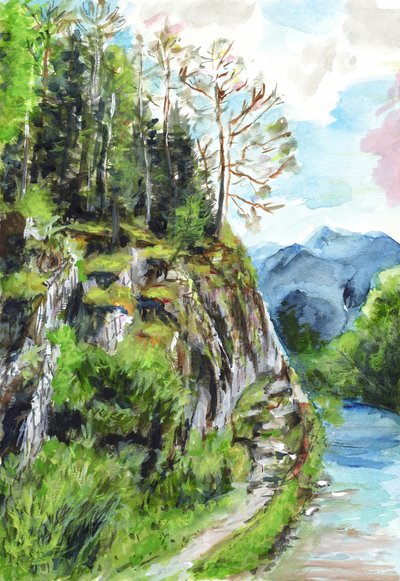 Serene Mountain River Scene by Marina Kozyr