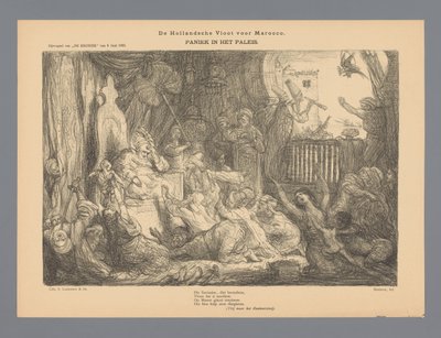 The Dutch Fleet Before Morocco. Panic in the Palace by Marius Bauer