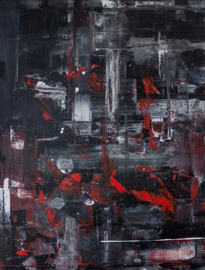 Dynamic Red Cityscape Abstract by Marloes Aerts