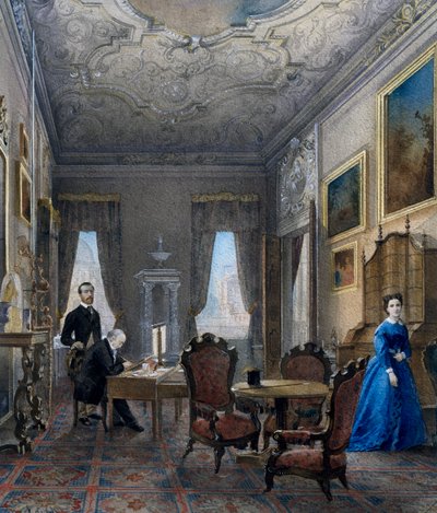 Venetian interior, watercolor by Don Martin, Italy by Martin Don