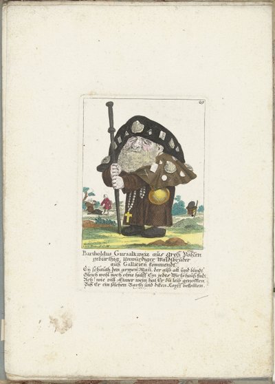 The dwarf Bartholdus Gursalkawiz as a pilgrim from Compostella, ca. 1710 by Martin Engelbrecht (attributed to)