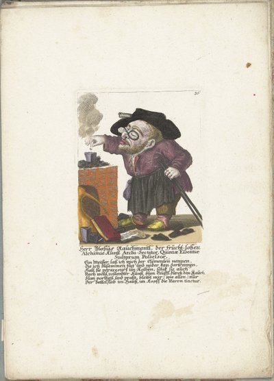The Dwarf Blasius Rauchmantl as Alchemist, ca. 1710 (Il Callotto resurcitato oder Neu eingerichtes Zwerchen Cabinet) by Martin Engelbrecht (attributed to)