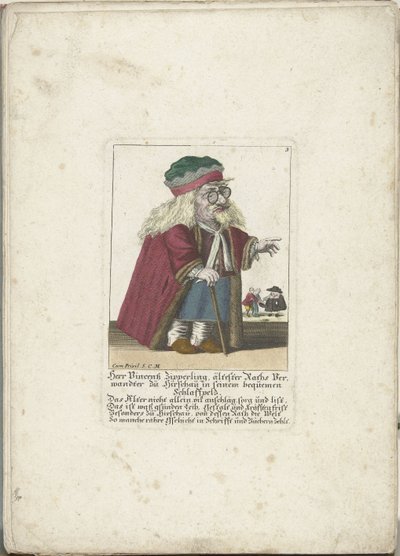 The Dwarf Vincentz Zipperling in a Fur Coat, ca. 1710 by Martin Engelbrecht (attributed to)