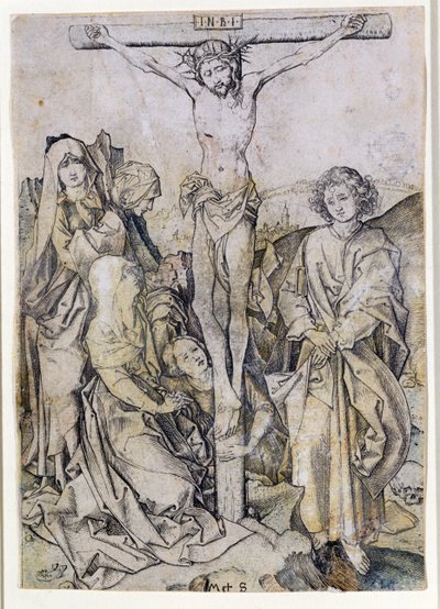 Christ on the Cross, with the Virgin and St. John by Martin Schongauer