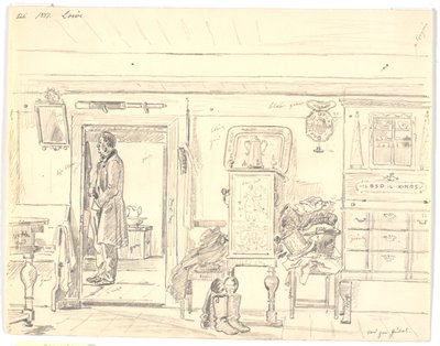 Peasant Cottage with Standing Man, Læsø by Martinus Rørbye