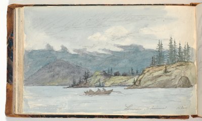 Lake Landscape with a Rowing Boat. The Fjord Krøderen, Norway by Martinus Rørbye